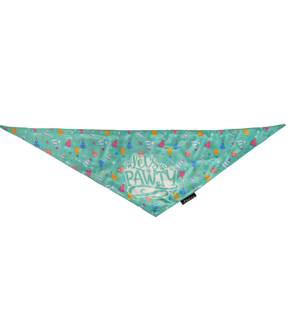 Let’s Pawty Dog Bandana – Green Celebration Bandana for Dogs | Floof & Co