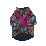 Floral Brocade Dog Kurta – Navy Blue Festive Outfit for Dogs | Floof & Co