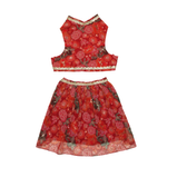 Floral Lehenga for Dogs – Red Designer Pet Dress | Traditional & Festive Outfit – Floof & Co
