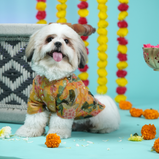 Embroidered Dog Kurta – Yellow Silk Festive Wear for Dogs | Floof & Co