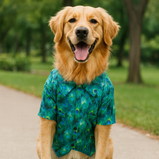 Peacock Print Dog Shirt – Elegant Green Printed Shirt for Dogs | Floof & Co