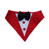 Silk Tux Bandana for Dogs – Red & Black Party Bow Bandana | Floof & Co