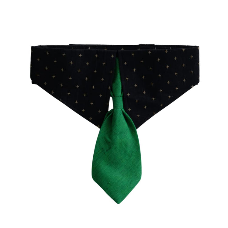 Black & Green Silk Tie Collar