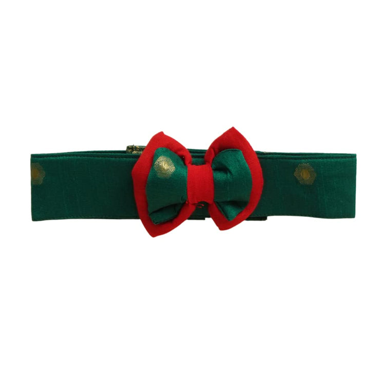 Green Silk Collar with Red Bow