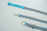 Cyan Pearl Leash & Collar - Blue & White- Floofandco Luxury Premium Dog Leash and Collar for Small Medium and Large Dogs