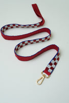 Checkered Leash & Collar - Maroon & White- Floofandco Luxury Premium Dog Leash and Collar for Small Medium and Large Dogs