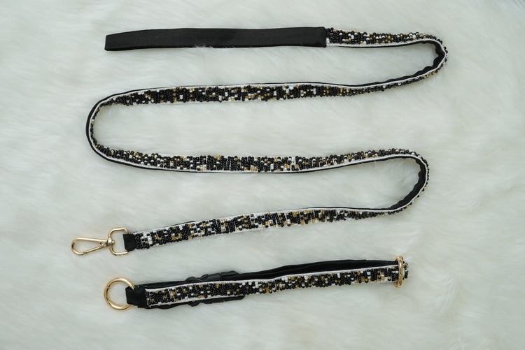 Cocktail Leash & Collar - Blue & White- Floofandco Luxury Premium Dog Leash and Collar for Small and Medium Dogs