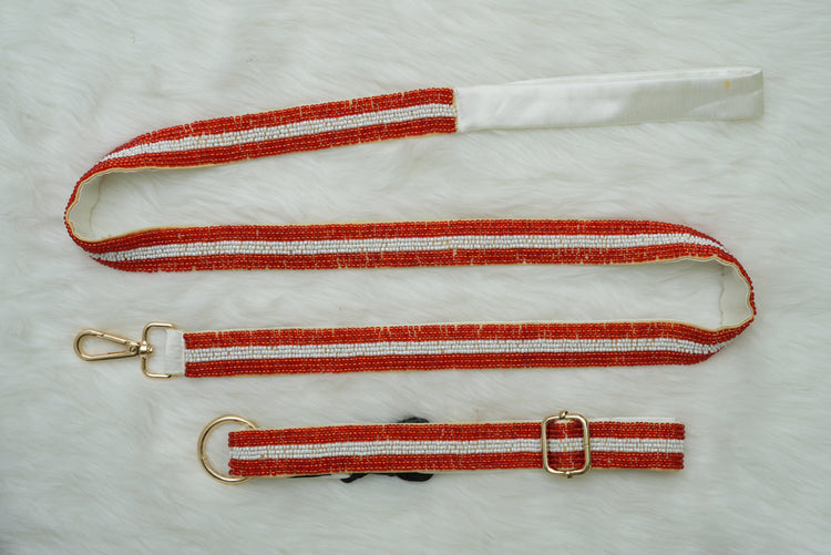 Ruby Pearl Leash & Collar - Blue & White- Floofandco Luxury Premium Dog Leash and Collar for Small Medium and Large Dogs