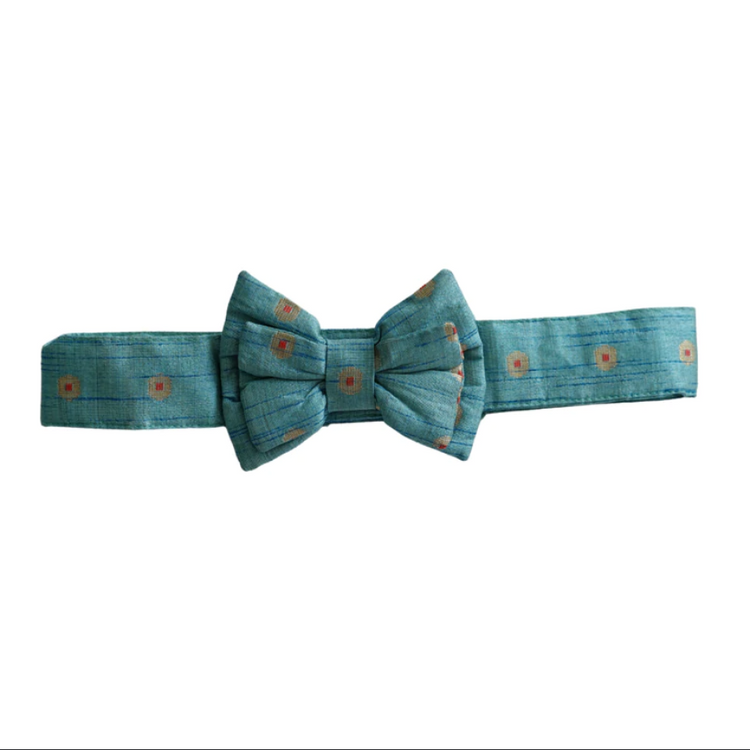 Light Blue Silk Collar with Bow