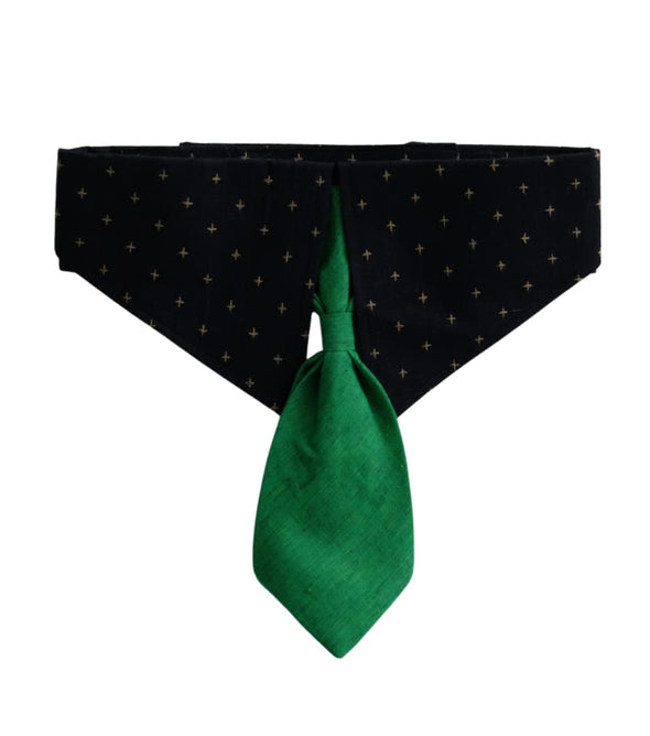 Black & Green Silk Tie Collar