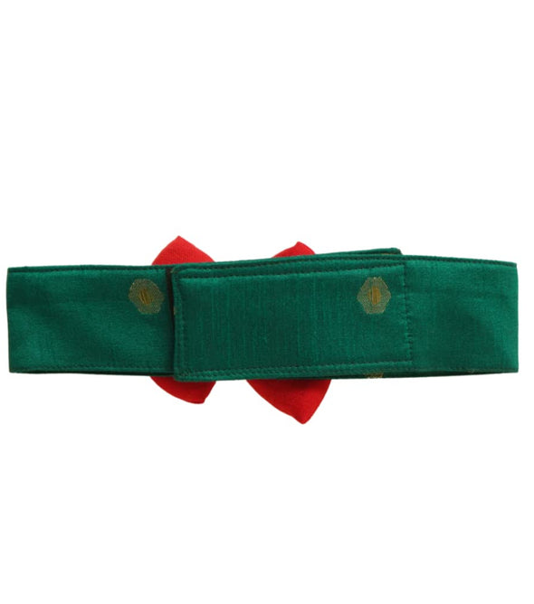 Green Silk Collar with Red Bow