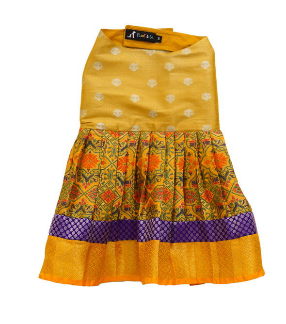 Yellow Big Border Silk Lehenga