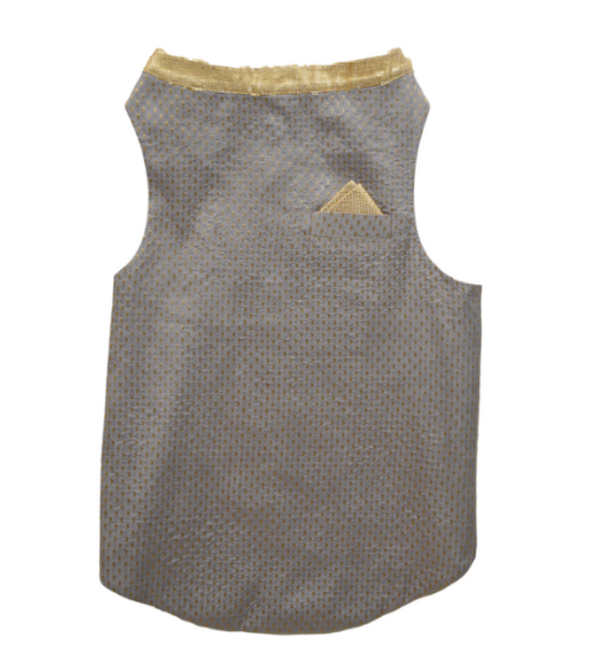 Grey & Gold Silk Sherwani