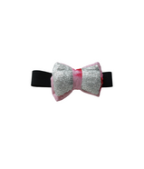 Pink & Silver Elastic Bow