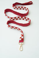 Checkered Leash & Collar Red & White- Floofandco Luxury Premium Dog Leash and Collar for Small Medium and Large Dogs