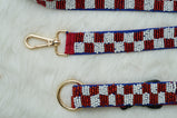 Checkered Leash & Collar - Maroon & White- Floofandco Luxury Premium Dog Leash and Collar for Small Medium and Large Dogs