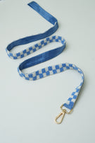 Checkered Leash & Collar - Blue & White- Floofandco Luxury Premium Dog Leash and Collar for Small Medium and Large Dogs