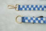 Checkered Leash & Collar - Blue & White- Floofandco Luxury Premium Dog Leash and Collar for Small Medium and Large Dogs