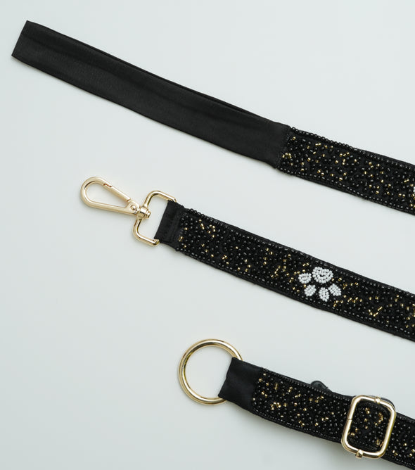 Paw Cocktail  Leash & Collar - Blue & White- Floofandco Luxury Premium Dog Leash and Collar for Small Medium and Large Dogs