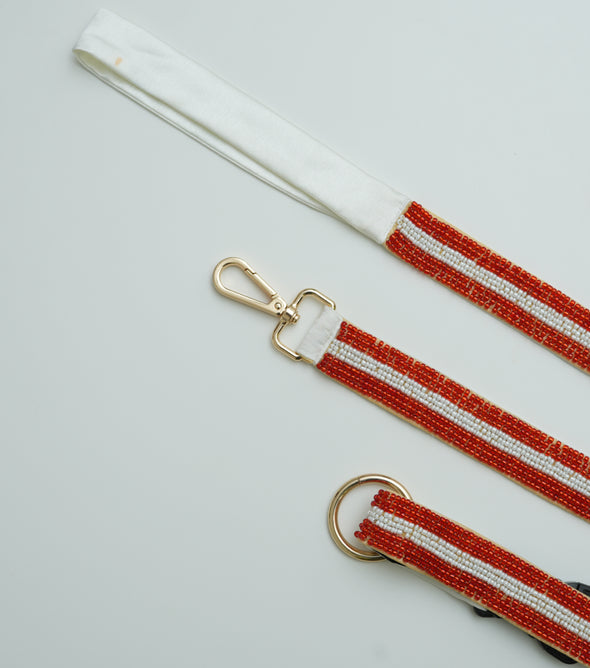 Ruby Pearl Leash & Collar - Blue & White- Floofandco Luxury Premium Dog Leash and Collar for Small Medium and Large Dogs