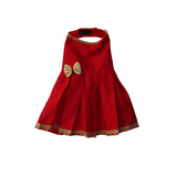 Red Silk Frock with Gold Sequence Bow