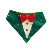 Green Silk Tux Bandana with Red Bow
