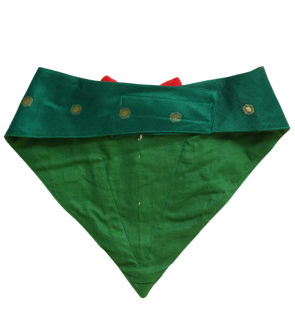 Green Silk Tux Bandana with Red Bow