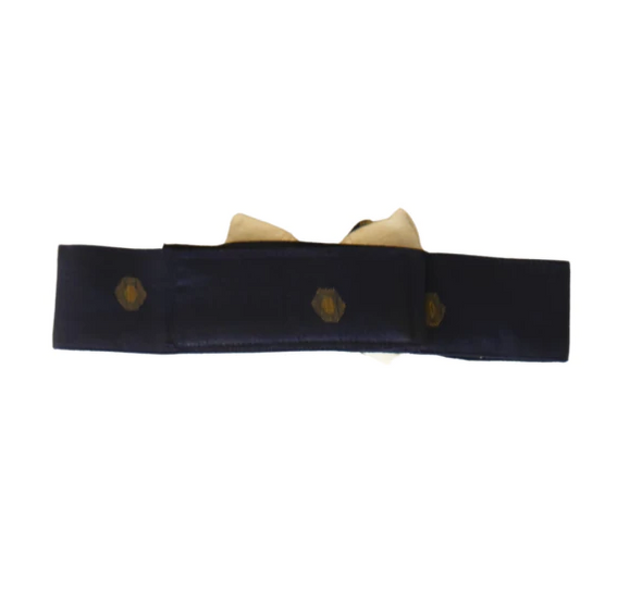Dark Blue Silk Collar with Bow